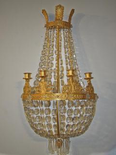 Pair of Empire Bronze and Crystal Sconces - 2120114