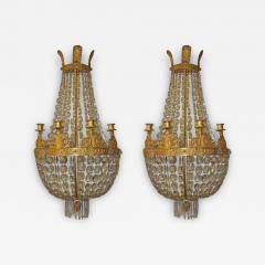 Pair of Empire Bronze and Crystal Sconces - 2120760