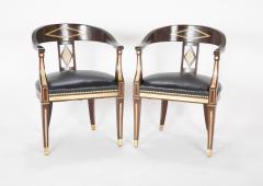 Pair of Empire Mahogany Brass Mounted Roundabout Tub Chairs - 2104358