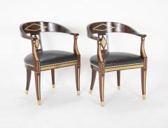 Pair of Empire Mahogany Brass Mounted Roundabout Tub Chairs - 2104383