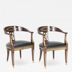 Pair of Empire Mahogany Brass Mounted Roundabout Tub Chairs - 2106005