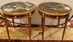Pair of End Center or Sofa Tables Bronze Mounted Single Drawer Glass Tops - 1280745