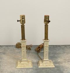 Pair of English 18th Century Creamware Candle Sticks Lamps - 1556271