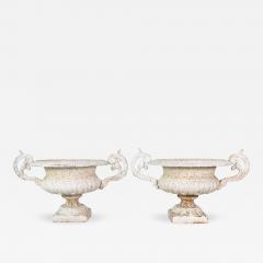Pair of English 19th Century Cast Iron Garden Urns - 4738829