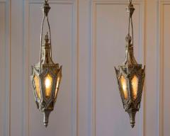Pair of English 19th Century Painted Iron Gothic Revival Period Lanterns - 4397046