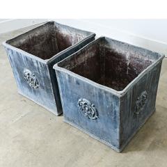 Pair of English 19th Century Solid Lead Box Planters - 4798584