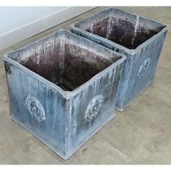 Pair of English 19th Century Solid Lead Box Planters - 4798586
