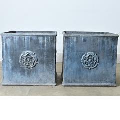 Pair of English 19th Century Solid Lead Box Planters - 4798594