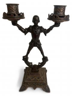 Pair of English 2 arm candlesticks held by a Renaissance style figure - 4665908