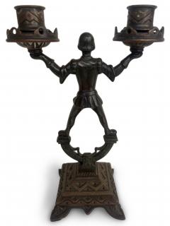 Pair of English 2 arm candlesticks held by a Renaissance style figure - 4665912