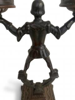Pair of English 2 arm candlesticks held by a Renaissance style figure - 4665913