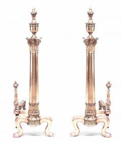 Pair of English Adam Brass Corinthian Andirons - 4216379