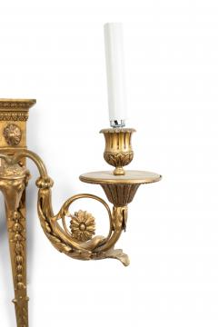 Pair of English Adam Style Bronze Dore Wall Sconces - 1398350