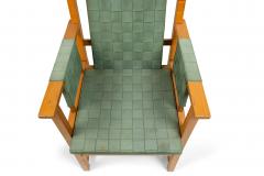 Pair of English Arts Crafts Green Arm Chairs - 1402366