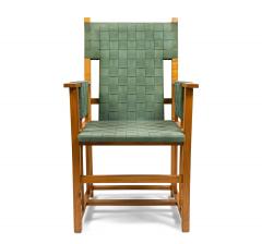 Pair of English Arts Crafts Green Arm Chairs - 1402370