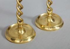 Pair of English Brass Overscale Barley Twist Candlesticks - 1316357