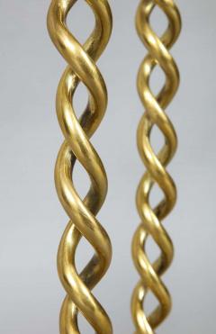Pair of English Brass Overscale Barley Twist Candlesticks - 1316362