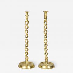 Pair of English Brass Overscale Barley Twist Candlesticks - 1317024