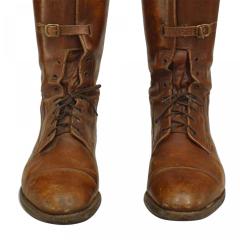 Pair of English Brown Leather Boots with Shoe Trees - 4517768