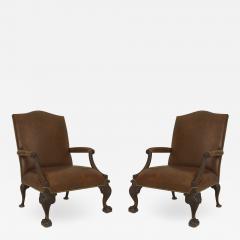 Pair of English Chippendale Arm Library Chairs - 1403417