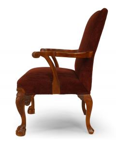 Pair of English Chippendale Maroon Arm Chairs - 1401831