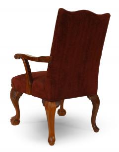 Pair of English Chippendale Maroon Arm Chairs - 1401832