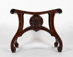 Pair of English Chippendale Style Mahogany Saddle Seat Scroll Leg Stools - 2915559