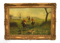 Pair of English Country Hunt Scene Paintings - 4516354