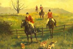 Pair of English Country Hunt Scene Paintings - 4516355