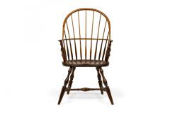 Pair of English Country Windsor Back Carved Oak Dining Armchairs - 4170476