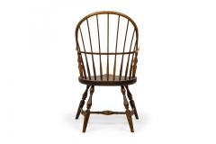 Pair of English Country Windsor Back Carved Oak Dining Armchairs - 4170481