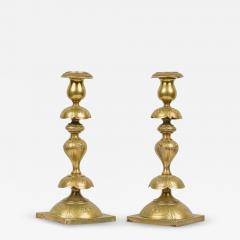 Pair of English Georgian Brass Candle Holder - 4522237