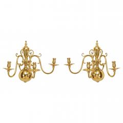 Pair of English Georgian Brass Wall Sconces - 4729087