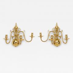 Pair of English Georgian Brass Wall Sconces - 4729133