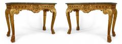 Pair of English Georgian Gilt Green Marble Console Tables - 2799275