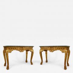 Pair of English Georgian Gilt Green Marble Console Tables - 2799671