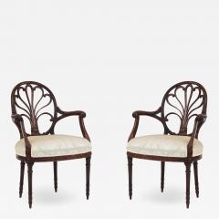 Pair of English Georgian Mahogany Arm Chairs - 1407794