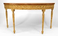 Pair of English Georgian Satinwood Demilune Console Tables - 4625669