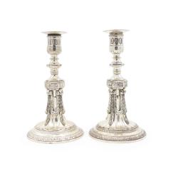 Pair of English Georgian Silver Plate Candlesticks - 4201008