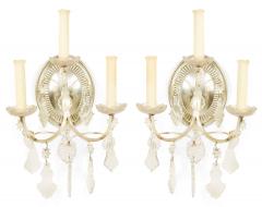 Pair of English Georgian Silver Plate and Crystal Wall Sconces - 4635375