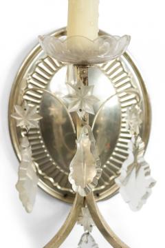 Pair of English Georgian Silver Plate and Crystal Wall Sconces - 4635377