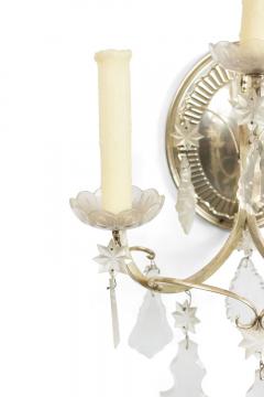 Pair of English Georgian Silver Plate and Crystal Wall Sconces - 4635379