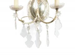 Pair of English Georgian Silver Plate and Crystal Wall Sconces - 4635380