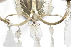 Pair of English Georgian Silver Plate and Crystal Wall Sconces - 4635381