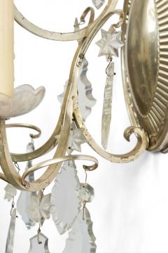 Pair of English Georgian Silver Plate and Crystal Wall Sconces - 4635384