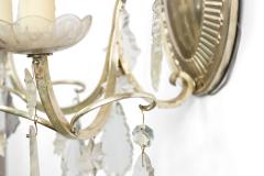 Pair of English Georgian Silver Plate and Crystal Wall Sconces - 4635385