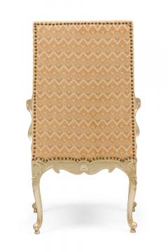 Pair of English Georgian Style Carved Armchairs With Geometric Design Fabric - 4650226