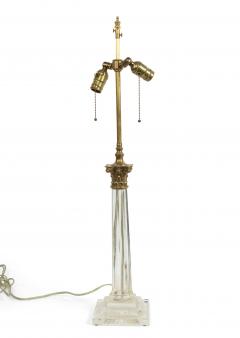 Pair of English Georgian Style Crystal Column Table Lamps - 1379979