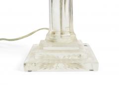 Pair of English Georgian Style Crystal Column Table Lamps - 1379980