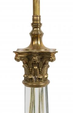 Pair of English Georgian Style Crystal Column Table Lamps - 1379982